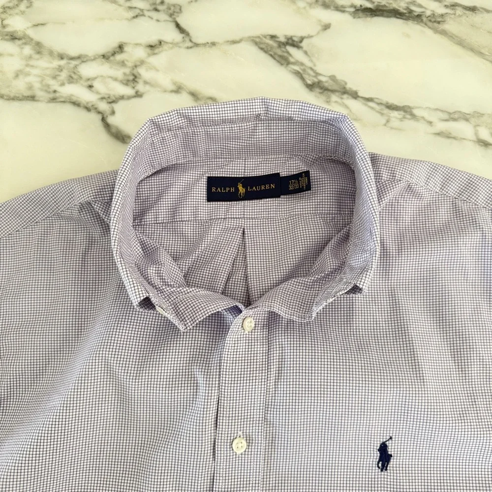 Polo Ralph Lauren Cotton  Men's White and Purple criscross long sleeve shirt, XL
